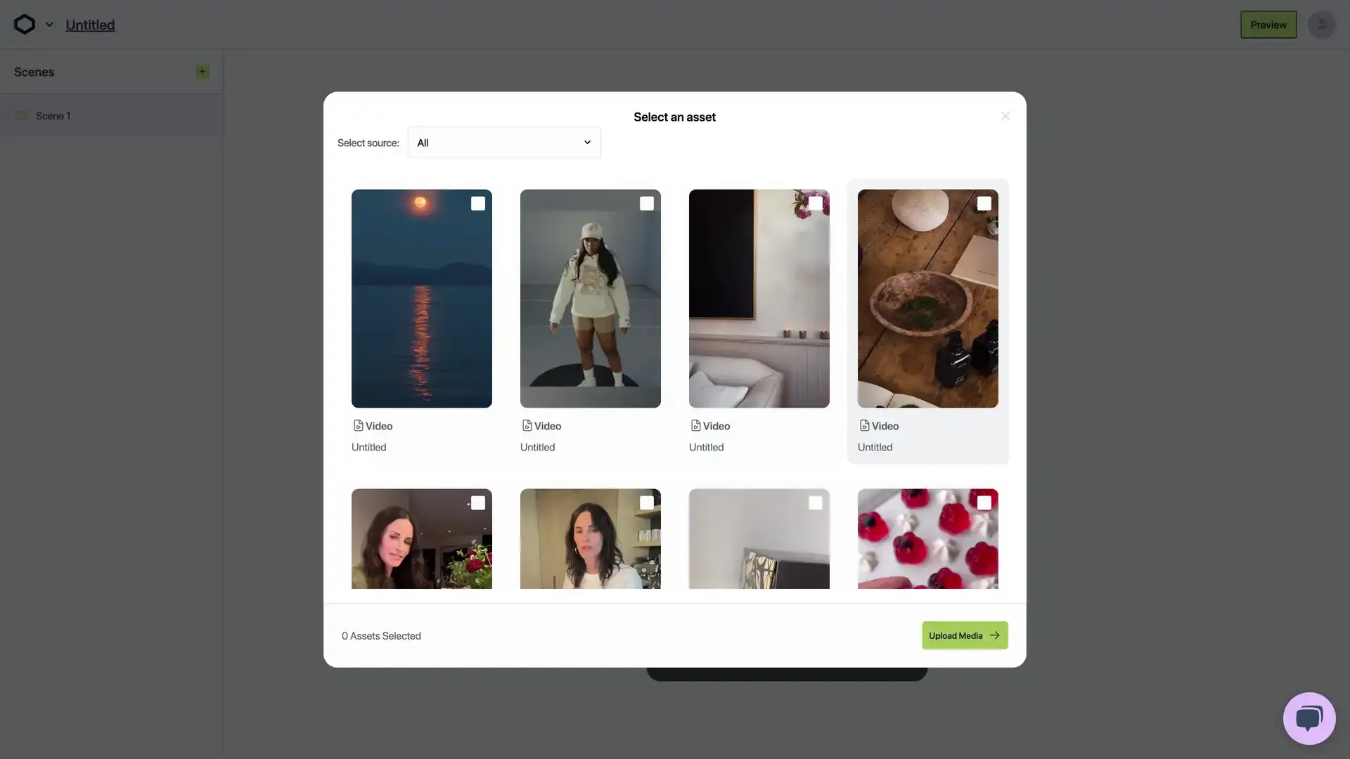 Novel platform asset selection screen for embedding shoppable videos in Shopify