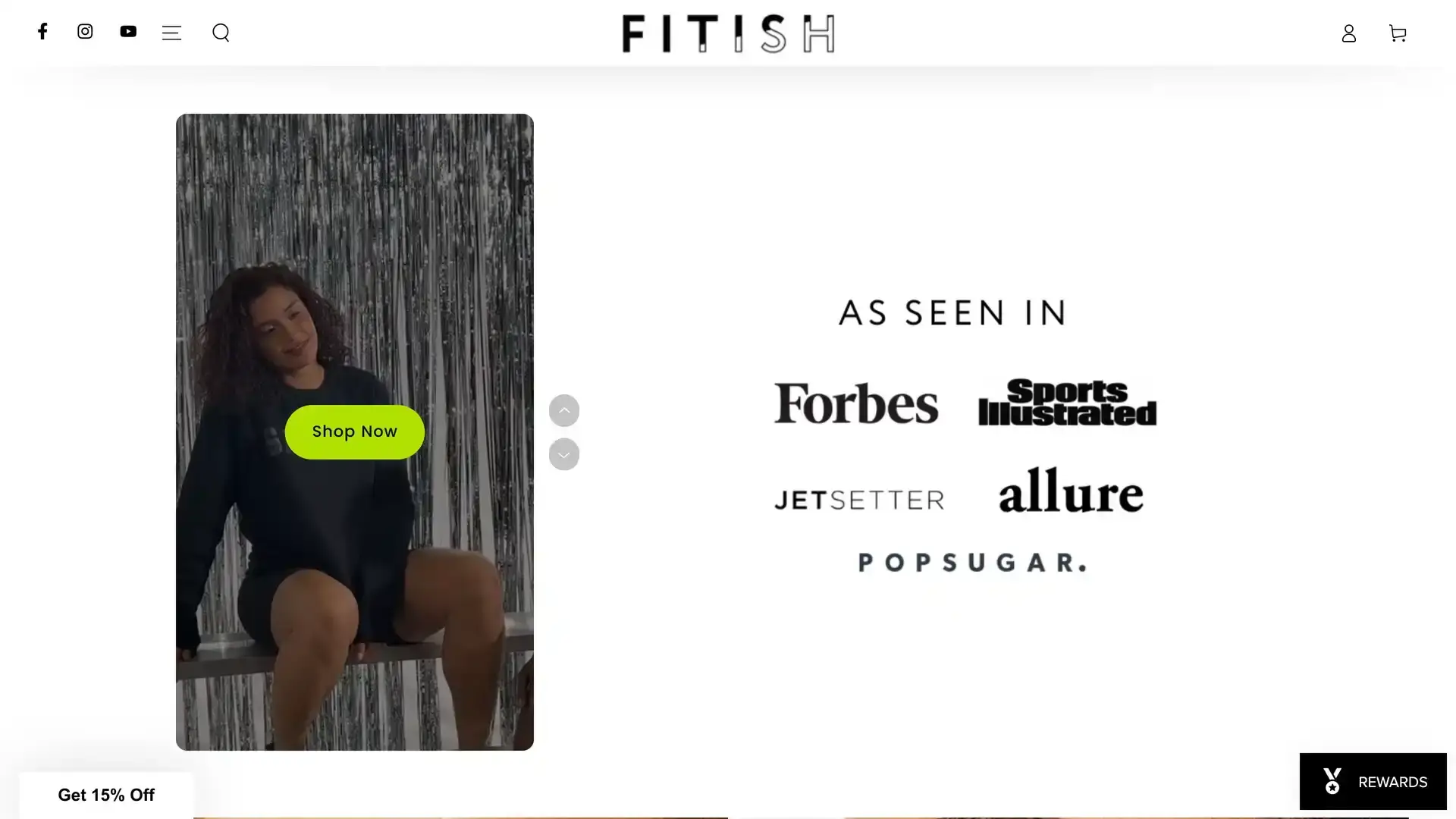 FITISH website with shoppable video and media features